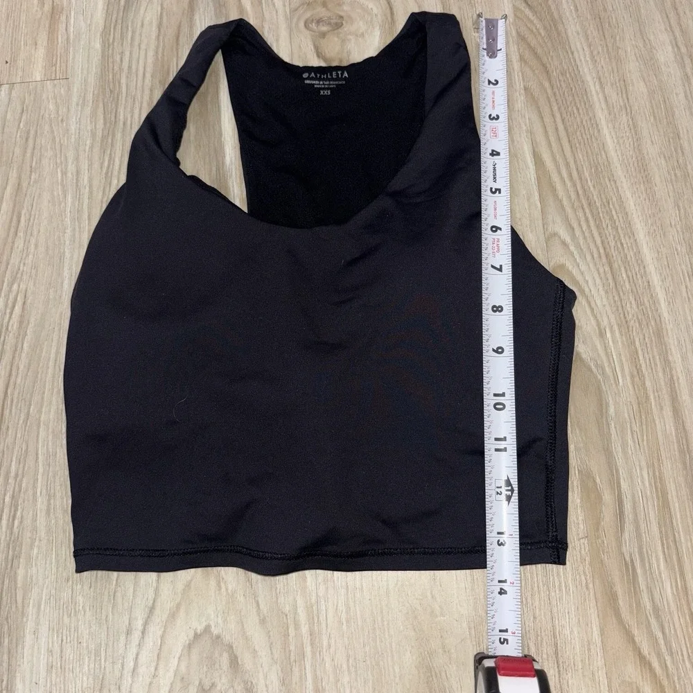 Athleta Conscious Crop Powervita Longline Sports Bra Black XXS Yoga
